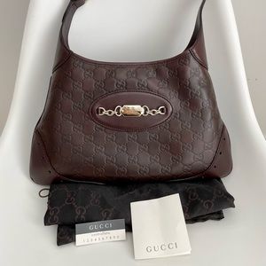 Gucci Guccissima brown leather small hobo
